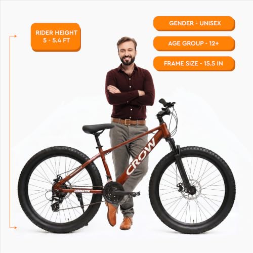 Image of CROW Dominator 21 Speed Cycle for Boys | 15.5 INCH Frame | 26T Mountain Bike | Suspension Fork| Dual DISC | Stunt Cycle | Bicycle for Adults |Cycle for Boys 12 to 15 Years.