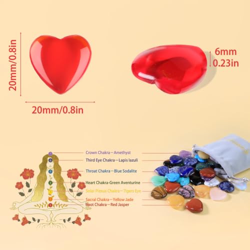 Image of QINJIEJIE 20 PCS Glass Red Heart Crystal Healing Crystals Cute Stones Pocket Healing Palm Love Bulk Set Wholesale Reiki Energy Balancing Meditation Mother's Day Gifts for Women