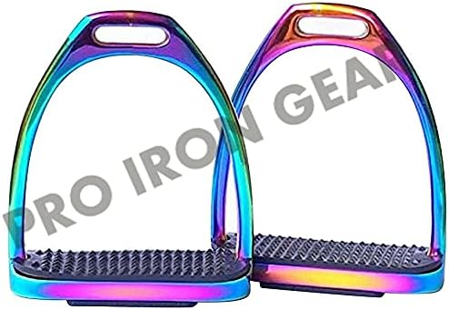 4",4.50",4.75",5" Inch Rainbow Multi Color Horse Stirrups Gloss Fillis Riding Stirrups Stainless Steel