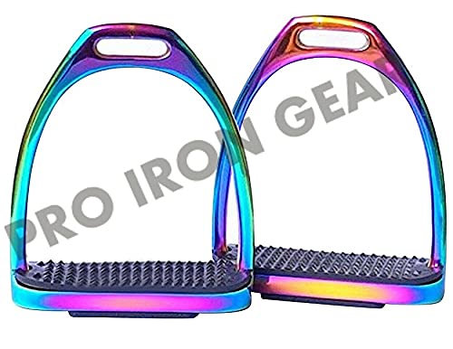 Estribos multicolor para caballos de acero inoxidable de 10.2 cm, 11.4 cm, 12.1 cm, 12.7 cm