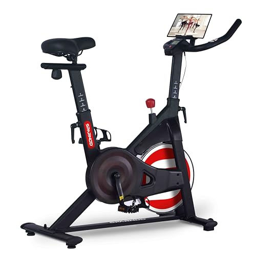 Sparnod Fitness SSB-10N Magnetic Spin Bike for Home Use – Ultra-Silent Belt Drive, 10kg Precision Flywheel, 4-Way Adjustable Seat & Handlebars, Heavy-Duty Steel Frame with LCD Monitor, User Weight 125kg