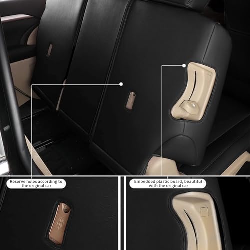 AOMSAZTO Custom Fit Seat Covers for Toyota Highlander 2014 2015 2016 2017 2018 2019-Three-Row 8 Seats,Second Row 40/60 Split,Faux Leather-Black