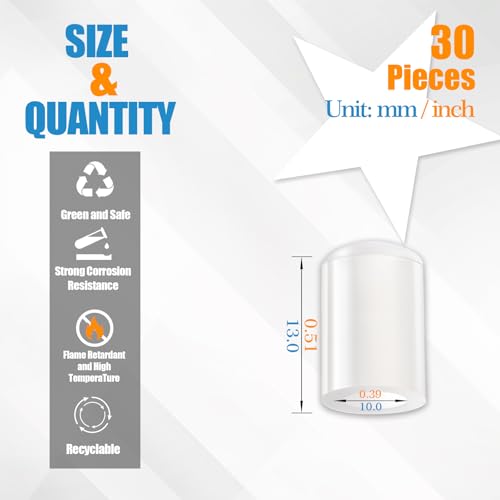 Terminales de silicona flexibles blancos de 10mm para protección de cables y roscas de pernos 2