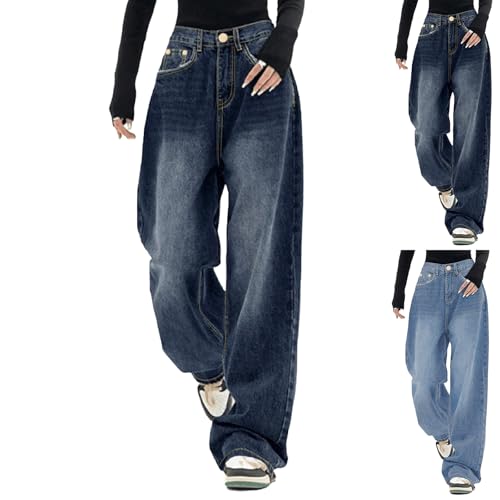 Wide Leg Baggy Jeans for Woman Trendy Summer Barrel Jeans Y2k Lightweight Casual Boyfriend High Waisted Denim Pants