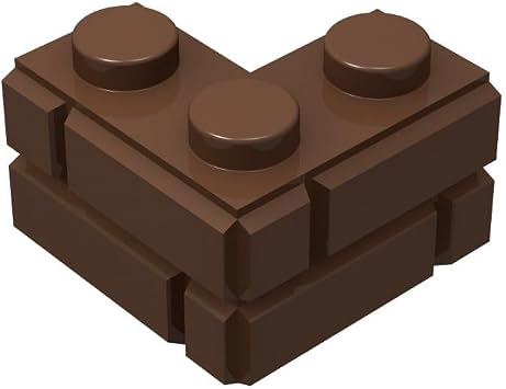 Classic Brown Bricks Bulk,200 Pcs Masonry Profile Bricks, Brown Wall Bricks Blocks, Compatible with Lego Parts and Pieces Brown 1x2 Corner Wall Bricks