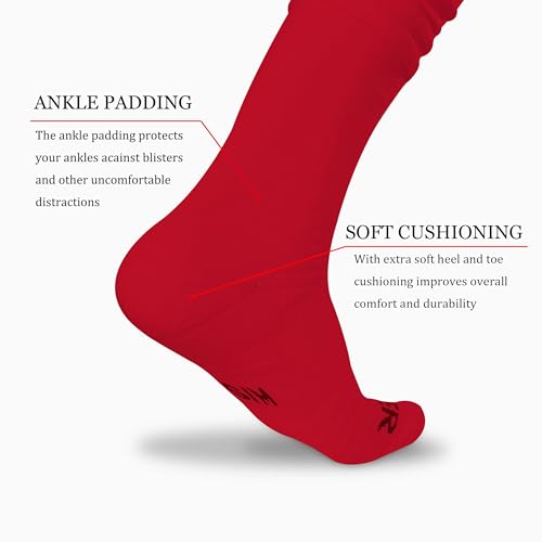 WANDER Football Scrunch Socks for Men - Extra Long Sport Socks 2 Packs, Cotton Ankle Support Padded for Youth Adult 6-9/10-132