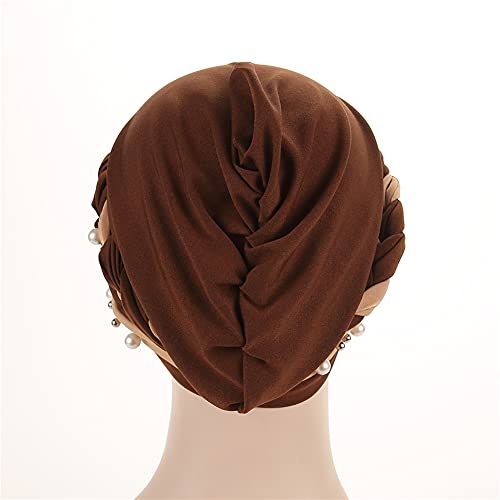 Fxhixiy Donne Hijab Perline Perla Treccia Turbante...