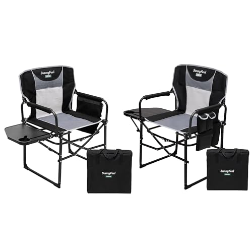 SUNNYFEEL Oversized Camping Directors Chair 2 Pack, Portable Folding Lawn Chairs for Adults Heavy...