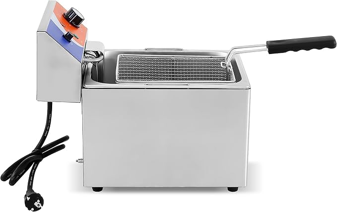 MBH - Friggitrice Elettrica Professionale da Banco 8 Litri in Acciaio Inox, Ideale per Cucine Professionali di Ristoranti.