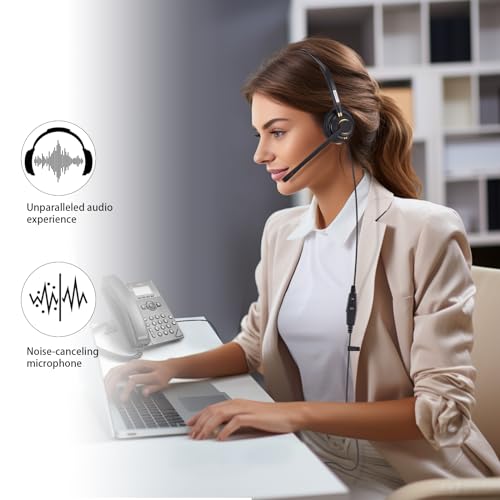 Auriculares con micrófono Arama de alta fidelidad y cancelación de ruido para teléfonos fijos 3
