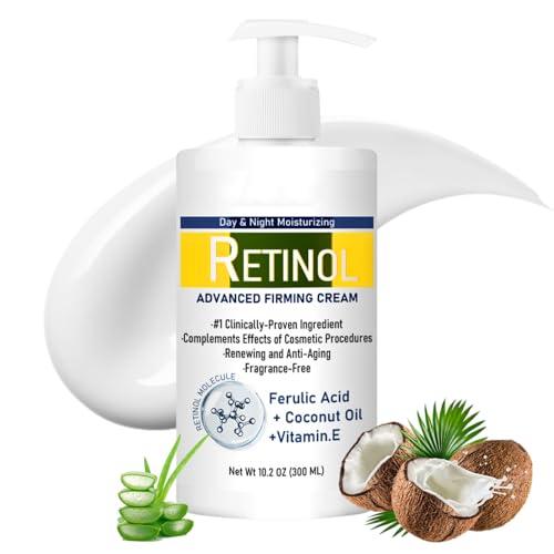 300ml Retinol Body Lotion, Advanced Retinol Cream, Large-capacity Retinol Firming Body Cream with Cocount Oil and Vitamin E, Remove Dark Spots, Moisturizing Body Lotion for Dry Skin, Smooth Body Skin