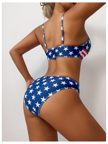 GORGLITTER Women's American Flag Bathing Suit 2 Piece High Waisted Thong Swimsuit Summer Cheeky Bikini Sets Swim Wear3