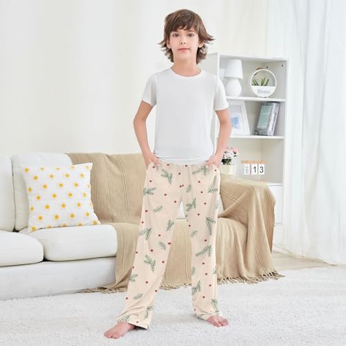 Boys' Pants Christmas Red Dot Leaf Long Bottoms Jogger Pants Elastic Waist Trousers with Pockets S-XL3