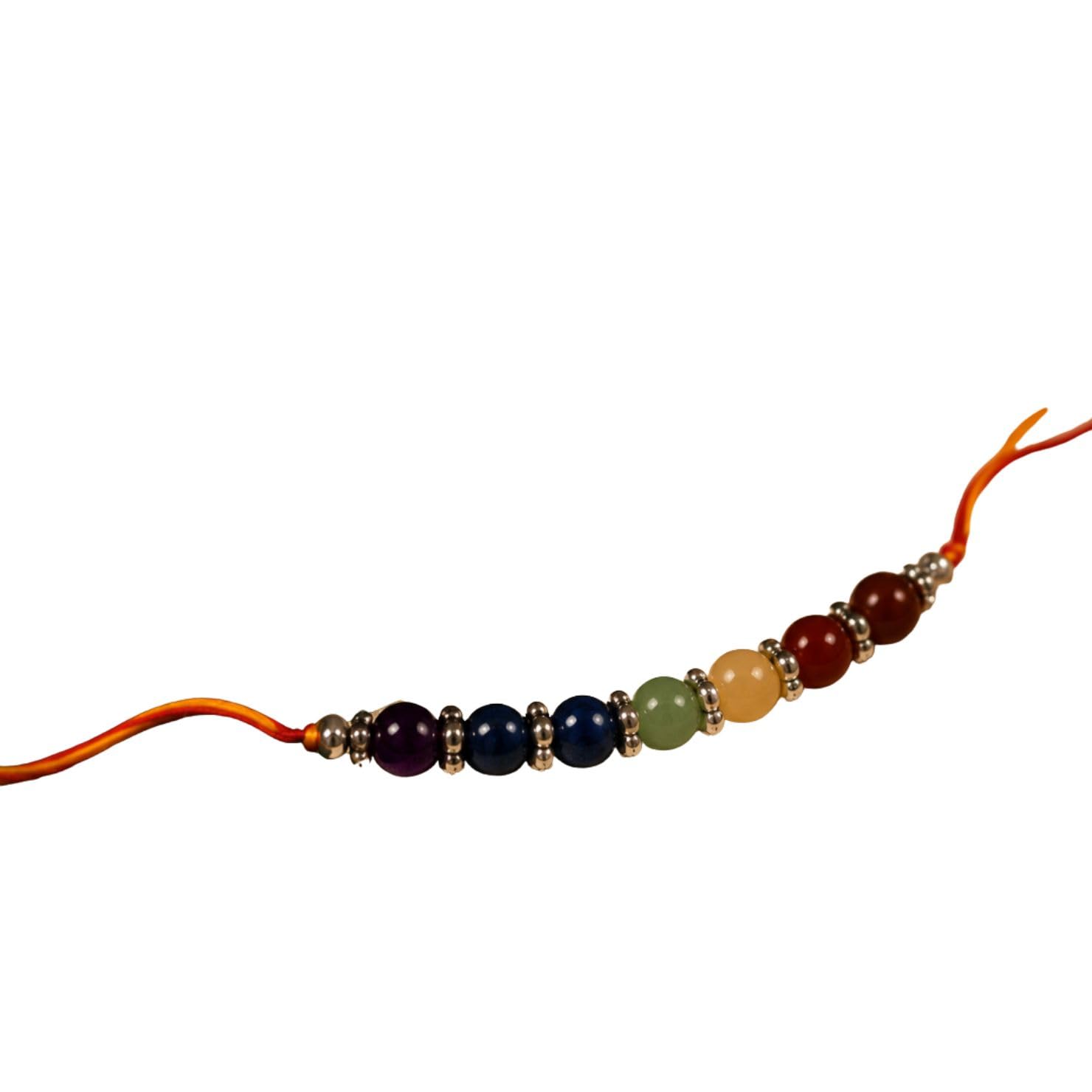 Seven Chakra Rakhi with Natural Stone Beads, Multicolor Spiritual Bracelet Style Rakhi for Brother, Symbol of Love, Protection, Positive Energy & Balanced Harmony for Raksha Bandhan Celebration-image-15