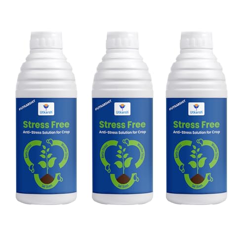 Image of Utkarsh Stress Free - Humic acid, Fulvic acid & Amino Acid Seaweed Extract based Biostimulant, Stimulates Flowering & Fruit Setting, Promotes Vigorous Root & Shoot Growth | 3 Ltr; Pack of 3 of 1 Ltr
