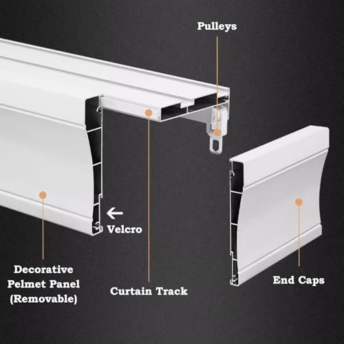 Riel de cortina doble de pared premium de 4 metros con cenefa 5