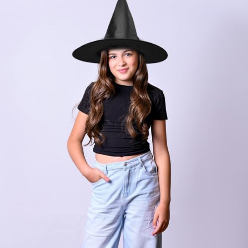 Chapeaux de sorcière noirs en tissu portable NUOBESTY pour mascarades
