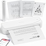 Phomemo A4 Portable Thermal Printer, M833 300DPI Thermal Printer Compatible with Phone & Laptop, Inkless Mobile Printer for Home Use, Business Trip, Office, Educators, Designers, Students - White