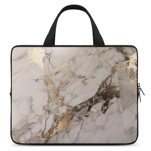 Bolso de hombro para laptop con diseño mármol dorado miniatura 1