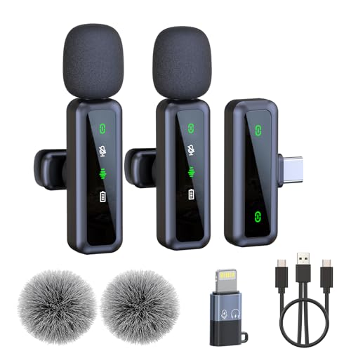 SILVER AUTUMN Wireless Lavalier Microphone for iPhone and Android Devices?Noise Reduction Lapel Mic for Recording, Lav Mic for Video Recording, Tiktok, YouTube, Vlog