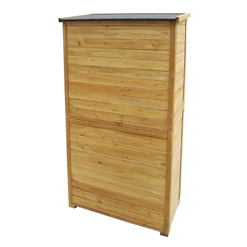 Wiltec Gartenhaus mit Lamellentür aus Fichtenholz mit Bitumendach 870x465x1600mm für Garten, Terrasse & Balkon Gerätehaus Geräteschuppen Holzhaus Werkzeugschrank