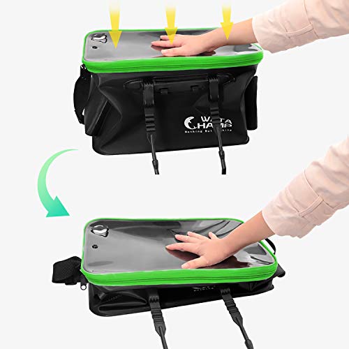 ワタチャンプ (WATACHAMP) 活かしバッカン 40cm 29L 折りたたみ釣り用バケツ 透明蓋付き 酸素ポンプ収納 + 2 本ロッドホルダー 磯バッカン 多目的 5枚目