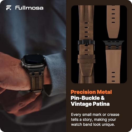 Image of Fullmosa Premium Leather Strap for Apple Watch Ultra 3 /2 /1 49mm (No Watch) | 46mm 45mm 44mm 42mm Luxurious Soft Vintage Business Band for SE 3 /2 /1 Series11 10 /9 /8 /7 /6 /5 /4