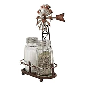Ebros 6.5"Tall Rustic Country Farm Agricultural Windmill Outpost Salt And Pepper Shakers Holder Display Stand Set Western Kitchen Dining Home Decor Centerpiece In Aged Bronze Finish Ebros 65Tall Rustic Country Farm Agricultural Windmill Outpost Salt And Pepper Shakers Holder Display Stand Set Western Kitchen Dining Home Decor Centerpiece In Aged Bronze Finish