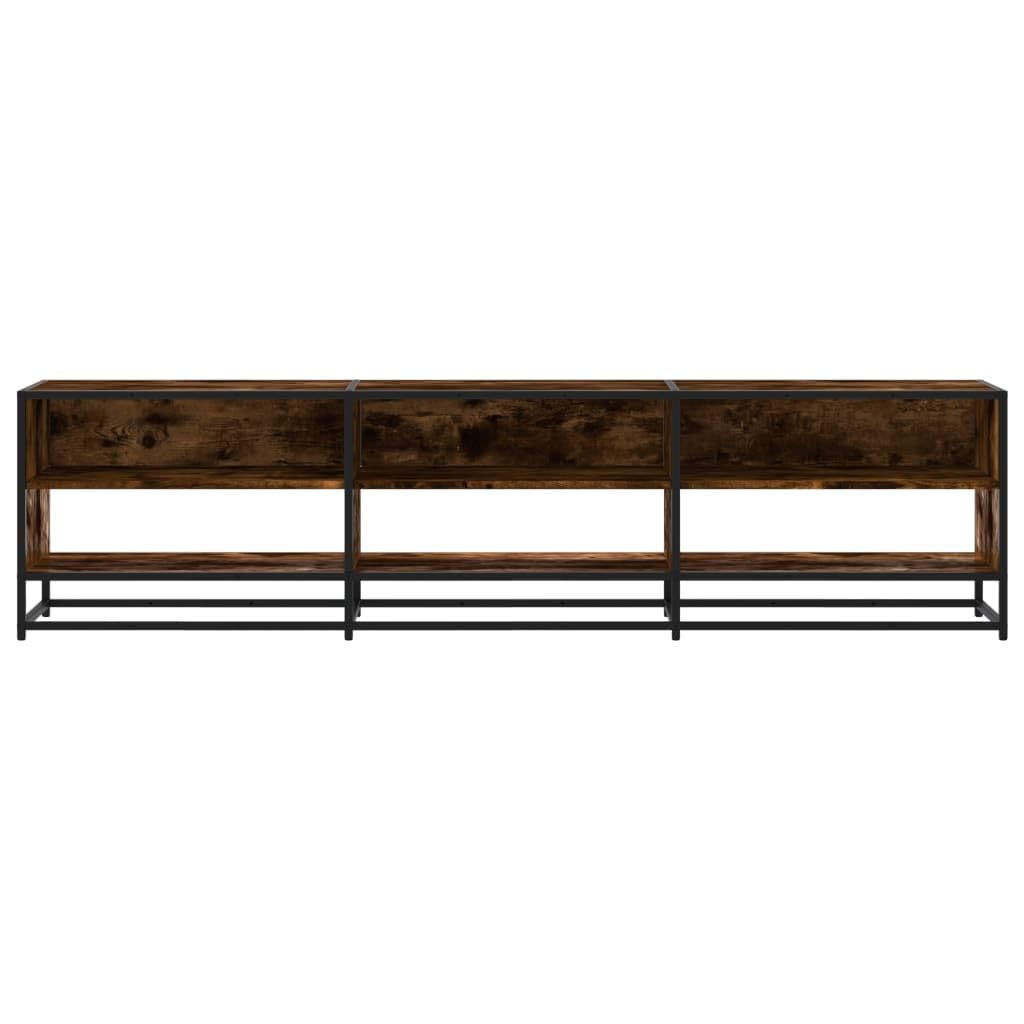 Mobile TV in rovere affumicato, 180 x 40 x 46 cm, in legno con struttura in metallo, 6 ripiani, spazio per soggiorno e camera da letto, portata fino a 70 kg, moderno mobile basso e credenza