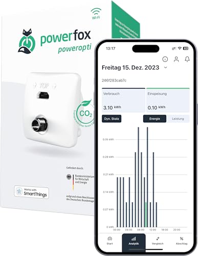 powerfox smartes Stromzählerauslesegerät (poweropti) und Energiemanagementsystem - Wifi -basiert - Livedaten für Energieverbräuche per App - Einfache Installation – Smarthome-fähig
