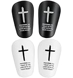 2 Paar Mini Shin Pads, 10 x 6 cm Mini Schienbeinschoner Fußball mit Motivierende Worte & Kreuz, Leicht & Atmungsaktiv für Kinder, Jugendliche