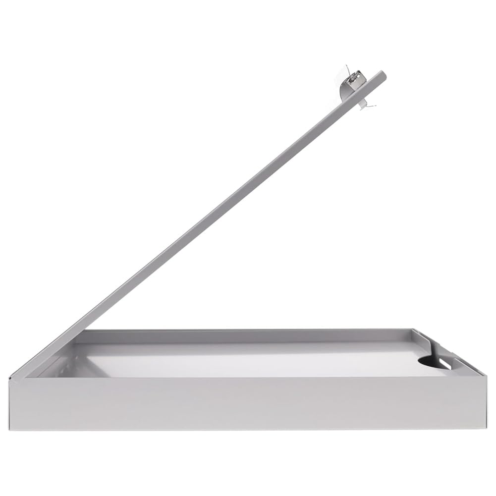 Presse-Papiers en Métal Argenté Double Couche avec Rangement, Organiseur de Papier, Loquet Autobloquant pour Format Lettre