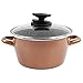 Magefesa Copper Topf 24 cm mit Glasdeckel, aus emailliertem Stahl, zwei Schichten äußerer Emaille Farbe Kupfer und Antihaftbeschichtung mehrschichtig Stein-Effekt Geeignet für alle Herdarten
