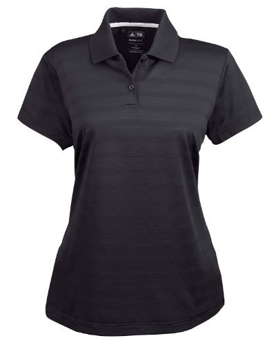 adidas Golf Womens Climalite Textured Short-Sleeve Polo (A162) -Black -M