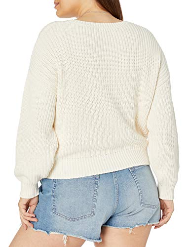The Drop Women's Selena Cable Front Cropped Sweater Fog Blue, Xs #TOP4
