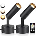 URTOM LED Spot Lights Indoor 3W Up Lights Indoor with Timer and Remote 3000K/4000K/5000K Uplighting Indoor Spotlight 120V Dimmable Uplights Indoor Floor Light for Plant and Artwork, 2 Pack