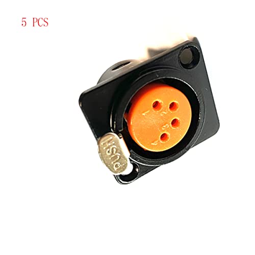 Priaolker Gold Plated 4-Pin Xlr Female Socket Metal Panel Mount Chassis Microphone Audio Jack D-Type Connector Adapter, Pack Of 5 #TOP2
