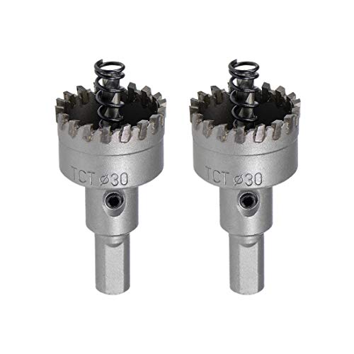 Foret carbure de tungstène 30mm uxcell pour perçage haute densité de tôle inox, lot de 2