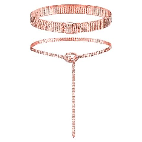 Geyoga Women's Rhinestone Dress Belt Set Cover