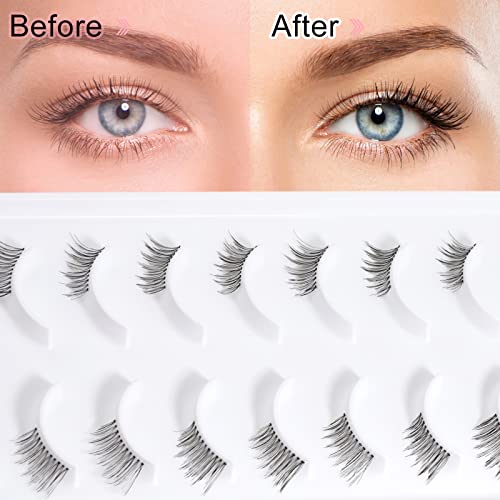 EMEDA Medias Pestañas Transparentes En Tira 10 Pairs Pestañas de esquina De Aspecto Natural Half Lashes Clear Band 3D Corner Eyelashes (Accent half lashes)