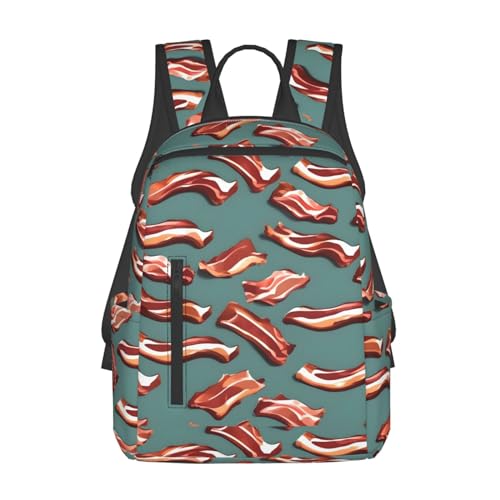 Sac à dos de voyage léger imprimé bacon idéal pour le shopping urbain