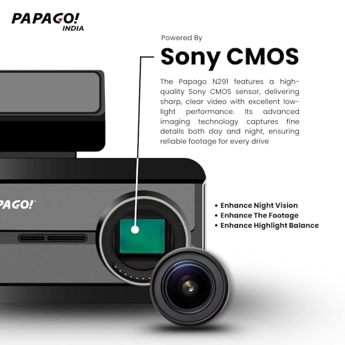 Image of PAPAGO N291 3K Dual Channel Dashcam with Sony CMOS Sensor | F1.5 Ultra-Wide Lens | 3 inch Display | Mobile Wi-Fi & Voice Control | 256GB Support | High Temp Safe Design