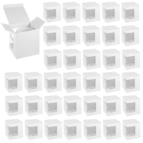 36 Pack Mug Boxes for Gifts Coffee Mugs Boxes Gift for Shipping Sublimation Transparent Wine Glass Gift Packaging Box for Blanks 11oz 12oz 15oz Wrapping(White)