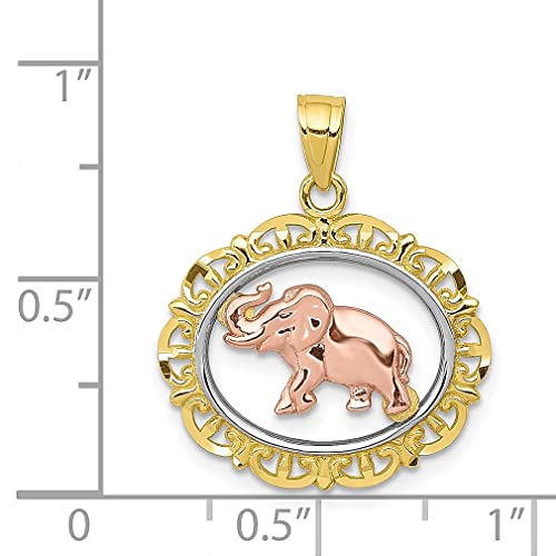 IceCarats 10K Solid Two Tone Gold White Elephant Necklace Chain Pendant Charm - Image 4