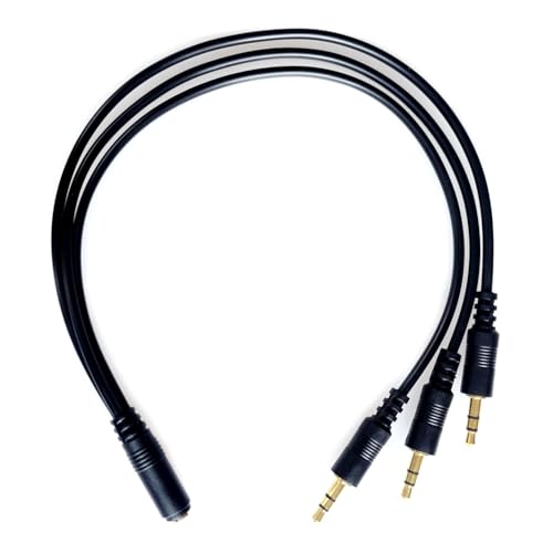 Cable divisor de audio de 3,5 mm 1 hembra a 3 machos TRS estéreo para duplicador de sonido de 33cm