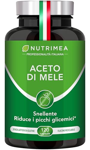Integratore di Aceto di Mele con Cromo | Apple Cider Vinegar 1500 mg | Supporto al Controllo degli Zuccheri, Gestione del Peso, Energia e Sazietà | 120 Capsule | Nutrimea