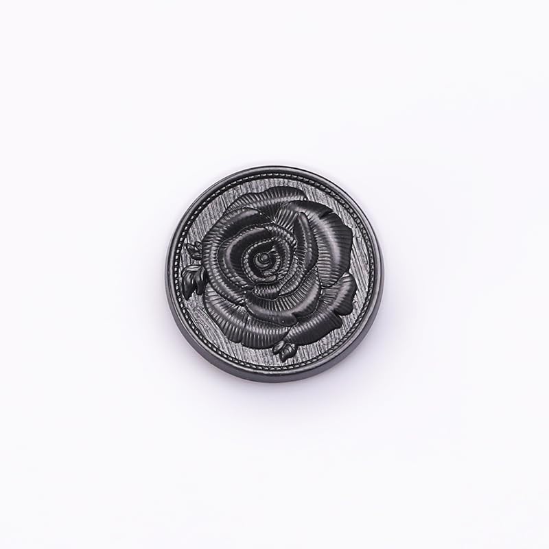 Botones Vintage, 20 Botones con patrón de Flores vástago, botón Redondo for Ropa, cárdigans, Abrigos, proyectos Manualidades(Black,20 mm)