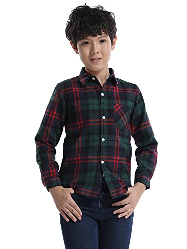 Image of OCHENTA Men's & Boys Flannel Shirts Button Down Long Sleeve Plaid Shirt Family Matching Outfits