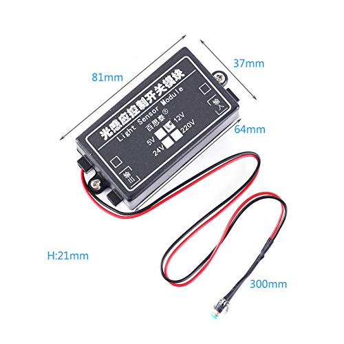 Miniatura 4 de Controlador de sensor fotosensible Módulo de relé de resistencia DC 12V Controlador impermeable Brillo ajustable Interruptor de control de luz