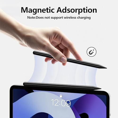 Image of Stylus Pen for iPad 6th-11th Generation-2X Fast Charge Active Pencil Compatible with 2018-2026 Apple iPad Pro 11 inch /12.9 inch /M4, iPad Air 3 /4 /5 /M2 /M3 /M4,iPad mini 5 /6 /7 Gen-Black